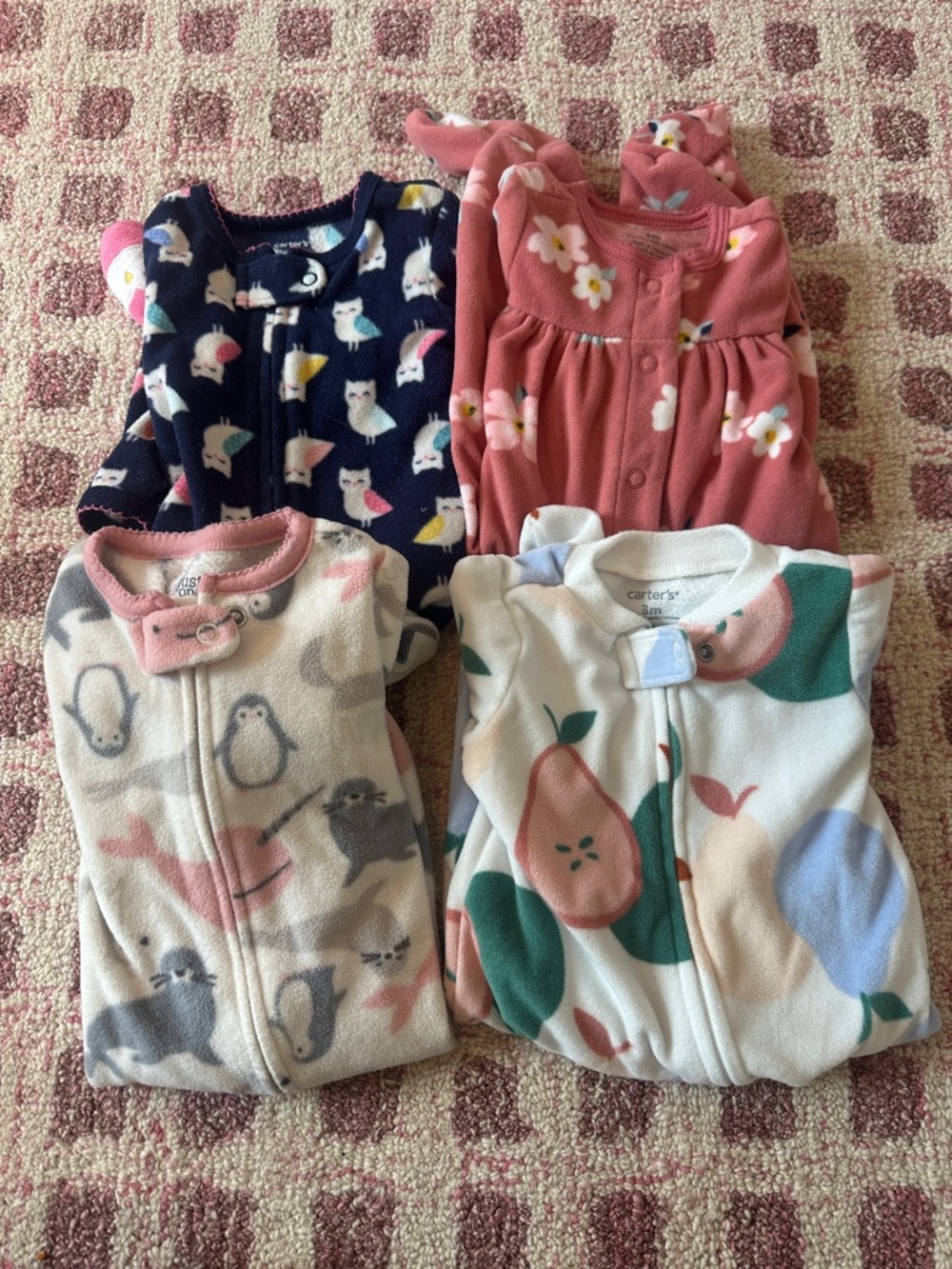 Carter's Assorted Kids Fleece Sleep Sacks in Navy, Peach, Cream, and White